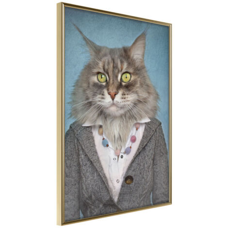 Affiche Murale Encadrée "Animal Alter Ego Cat" 21 x 30 cm Or