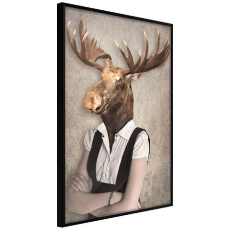 Affiche Murale Encadrée "Animal Alter Ego Moose" 30 x 42 cm Noir