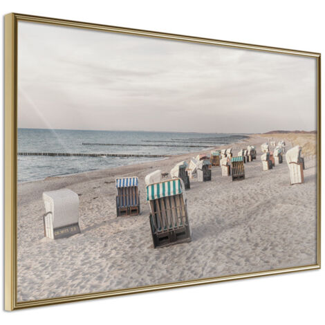 Affiche Murale Encadrée "Baltic Beach Chairs" 60 x 40 cm Or