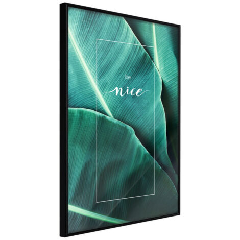 Affiche Murale Encadrée "Banana Leaves with a Message Green" 21 x 30 cm Noir