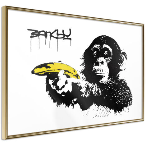 Affiche Murale Encadrée "Banksy Banana Gun II" 30 x 20 cm Or