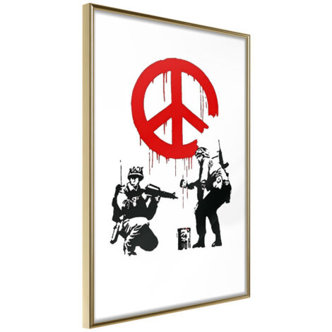 Affiche Murale Encadrée "Banksy CND Soldiers I" 21 x 30 cm Or