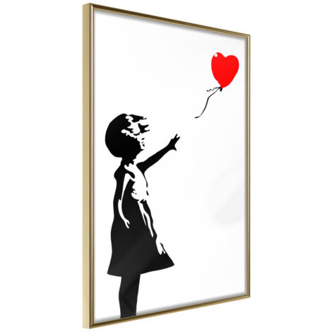 Affiche Murale Encadrée "Banksy Girl with Balloon I" 21 x 30 cm Or