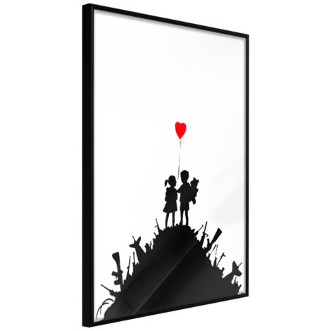 Affiche Murale Encadrée "Banksy Kids on Guns" 21 x 30 cm Noir