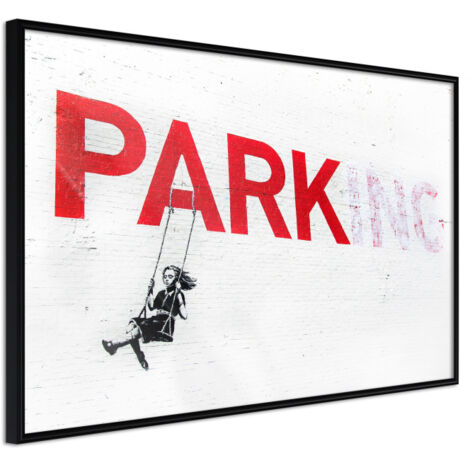 Affiche Murale Encadrée "Banksy Parking" 30 x 20 cm Noir