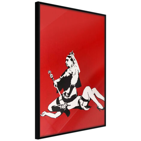 Affiche Murale Encadrée "Banksy Queen Victoria" 21 x 30 cm Noir