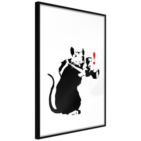 Affiche Murale Encadrée "Banksy Rat Photographer" 21 x 30 cm Noir