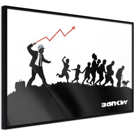 Affiche Murale Encadrée "Banksy The Whip" 30 x 20 cm Noir