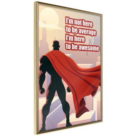 Affiche Murale Encadrée "Be Your Own Superhero" 21 x 30 cm Or