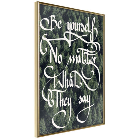 Affiche Murale Encadrée "Be Yourself" 21 x 30 cm Or