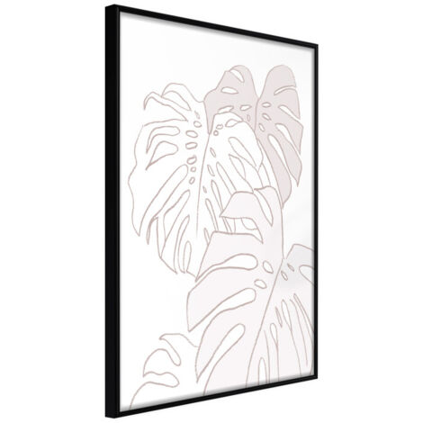 Affiche Murale Encadrée "Beige Leaves" 40 x 60 cm Noir