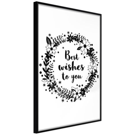 Affiche Murale Encadrée "Best Wishes" 21 x 30 cm Noir