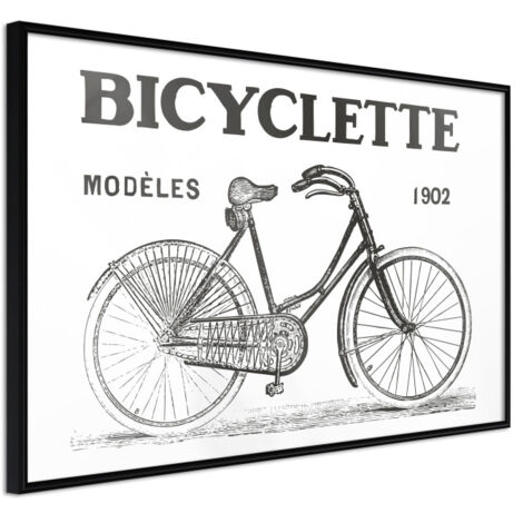 Affiche Murale Encadrée "Bicyclette" 30 x 20 cm Noir