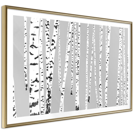 Affiche Murale Encadrée "Birch Wood " 30 x 20 cm Or