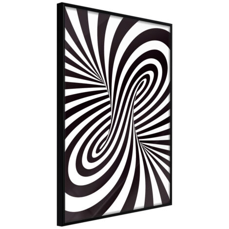 Affiche Murale Encadrée "Black and White Swirl" 30 x 42 cm Noir