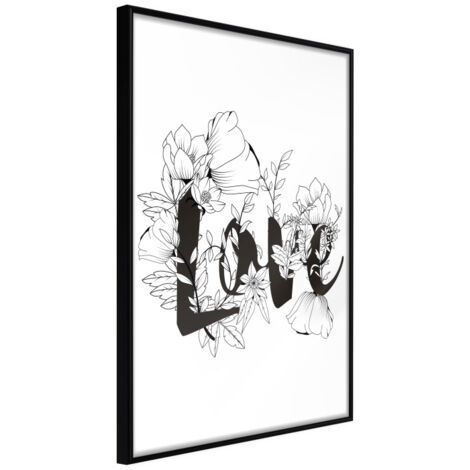 Affiche Murale Encadrée "Blossoming Love" 21 x 30 cm Noir