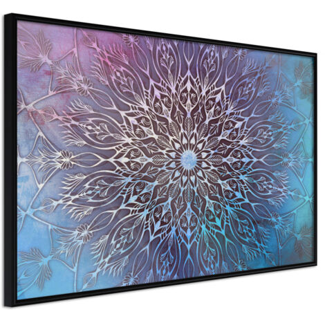 Affiche Murale Encadrée "Blue and Pink Mandala" 45 x 30 cm Noir