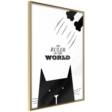 Affiche Murale Encadrée "Bossy Cat" 30 x 42 cm Or