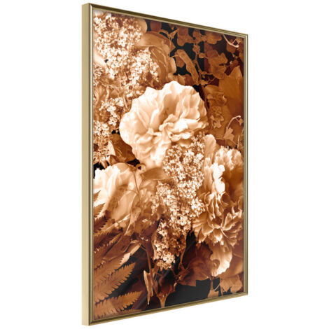 Affiche Murale Encadrée "Bouquet in Sepia" 21 x 30 cm Or