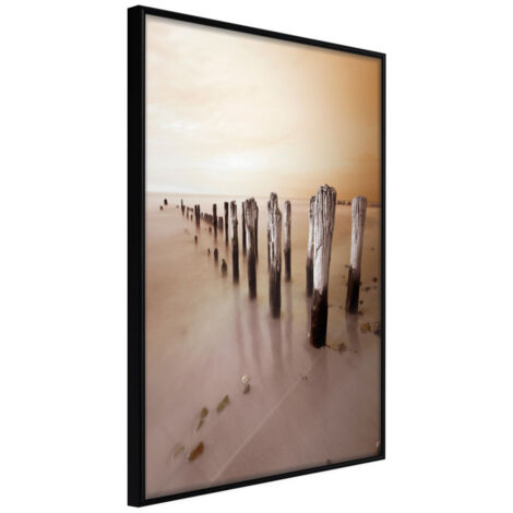 Affiche Murale Encadrée "Breakwater in Sepia" 21 x 30 cm Noir