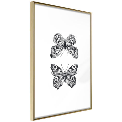 Affiche Murale Encadrée "Butterfly Collection I" 21 x 30 cm Or