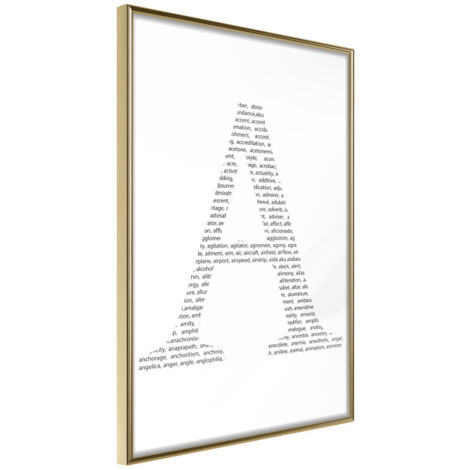 Affiche Murale Encadrée "Capital A" 30 x 42 cm Or