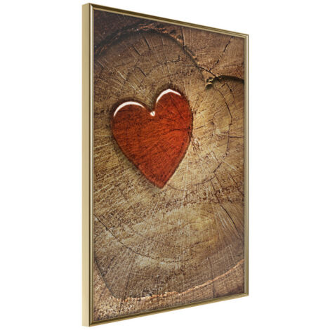 Affiche Murale Encadrée "Carved Heart" 30 x 42 cm Or