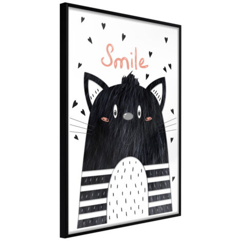 Affiche Murale Encadrée "Cheerful Kitten" 30 x 42 cm Noir