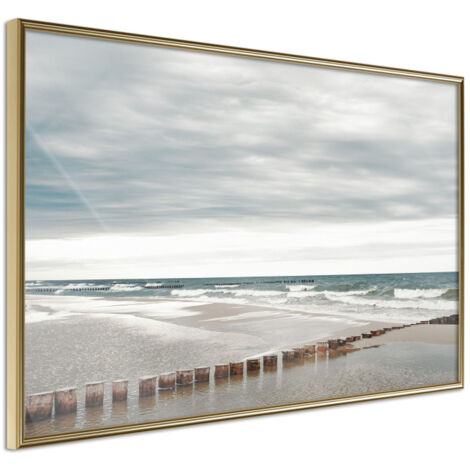 Affiche Murale Encadrée "Chilly Morning at the Seaside" 30 x 20 cm Or