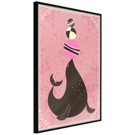 Affiche Murale Encadrée "Circus Seal" 21 x 30 cm Noir