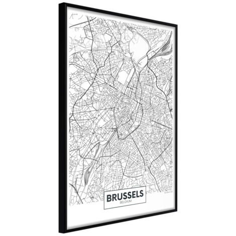 Affiche Murale Encadrée "City map Brussels" 30 x 42 cm Noir