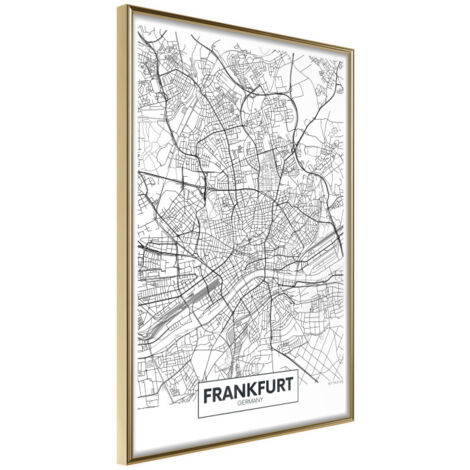 Affiche Murale Encadrée "City map Frankfurt" 21 x 30 cm Or