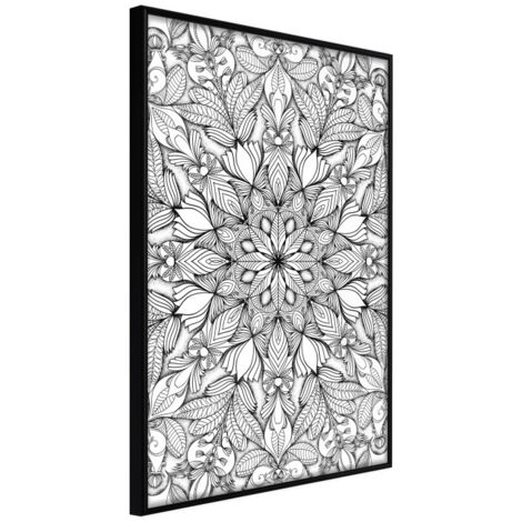 Affiche Murale Encadrée "Colourless Mandala" 30 x 42 cm Noir