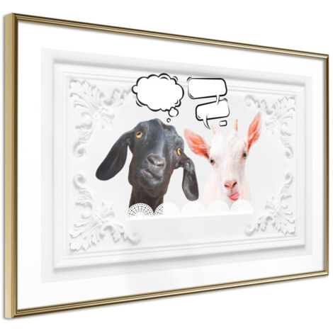 Affiche Murale Encadrée "Conversation of Two Goats" 45 x 30 cm Or