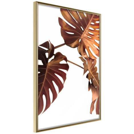 Affiche Murale Encadrée "Copper Monstera" 21 x 30 cm Or