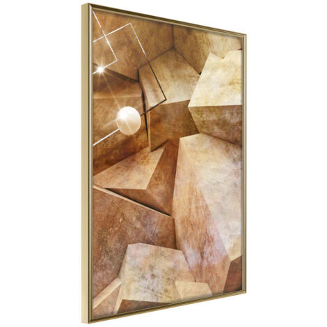 Affiche Murale Encadrée "Cubic Rocks" 21 x 30 cm Or
