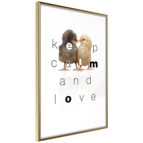 Affiche Murale Encadrée "Cute Chicks" 30 x 42 cm Or