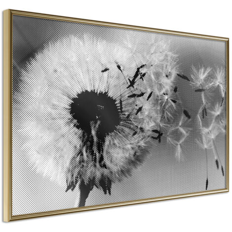 Affiche Murale Encadrée "Dandelion in the Wind" 30 x 20 cm Or