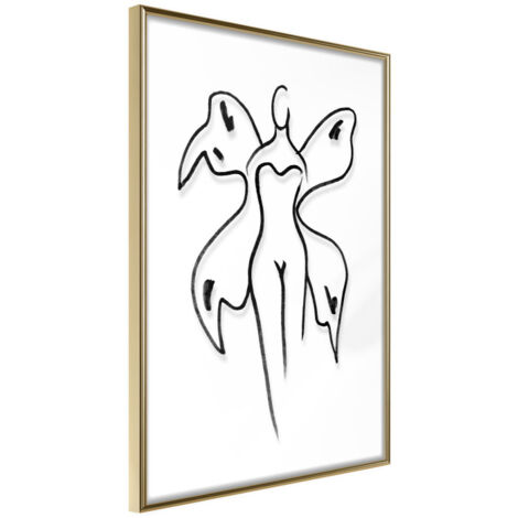 Affiche Murale Encadrée "Delicate Feminity" 21 x 30 cm Or