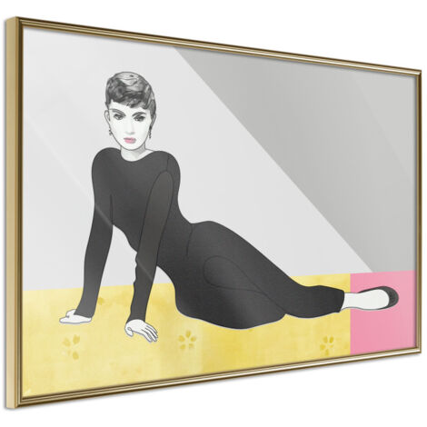 Affiche Murale Encadrée "Elegant Audrey" 30 x 20 cm Or