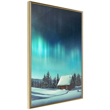 Affiche Murale Encadrée "Evening in the Iceland" 21 x 30 cm Or