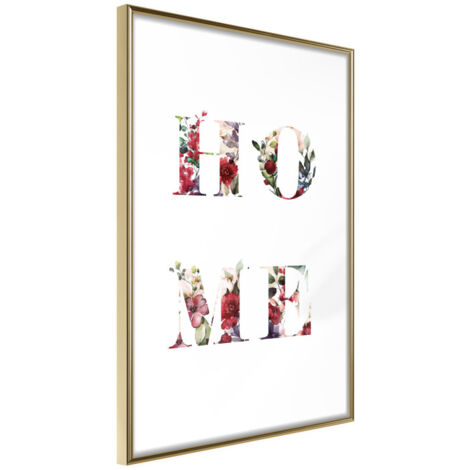 Affiche Murale Encadrée "Floral Home" 21 x 30 cm Or