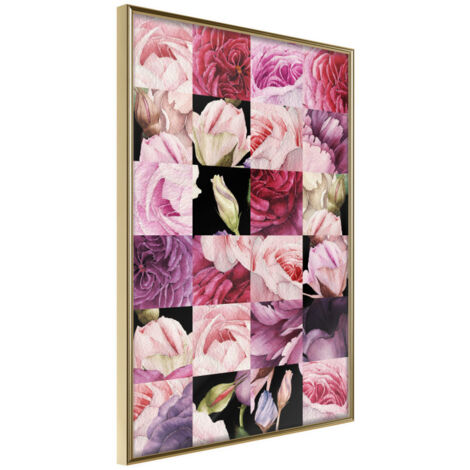 Affiche Murale Encadrée "Floral Jigsaw" 21 x 30 cm Or