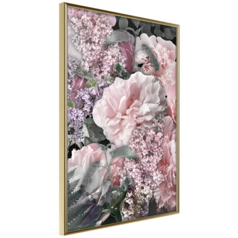 Affiche Murale Encadrée "Floral Life" 21 x 30 cm Or