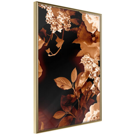 Affiche Murale Encadrée "Flower Decoration in Sepia" 21 x 30 cm Or