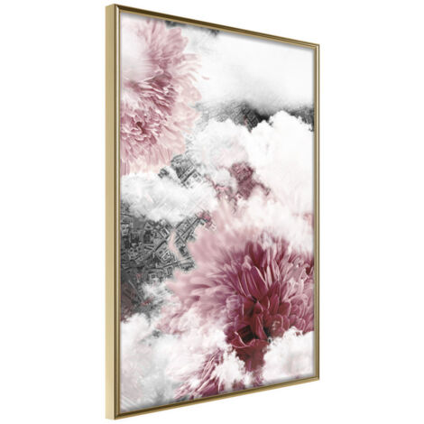 Affiche Murale Encadrée "Flowers in the Sky" 21 x 30 cm Or