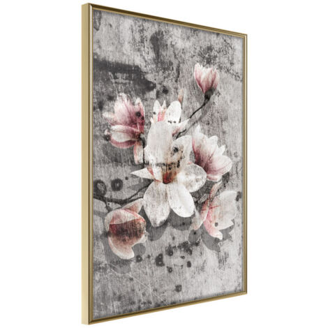 Affiche Murale Encadrée "Flowers on Concrete" 21 x 30 cm Or