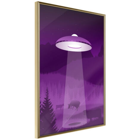 Affiche Murale Encadrée "Flying Saucer" 30 x 42 cm Or