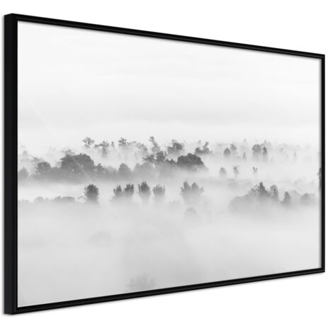 Affiche Murale Encadrée "Fog Over the Forest" 30 x 20 cm Noir
