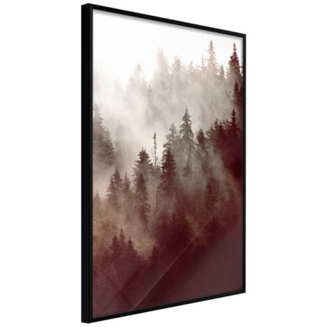 Affiche Murale Encadrée "Forest Fog" 21 x 30 cm Noir